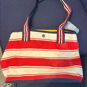 Classic Red and White Striped Canvas Tote